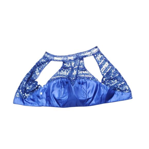 Sherri Hill Blue Two Piece Cocktail Homecoming Dress Embellished Short Skirt 0 - Picture 13 of 16